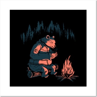 Campfire Bear Posters and Art